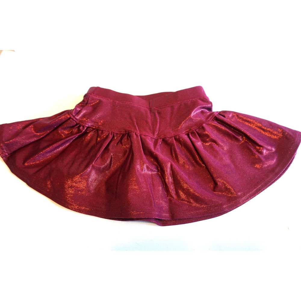 Azarhia Girls Metallic Maroon Athletic Skort Size YXS 5 Gymnastics Dance Sparkle